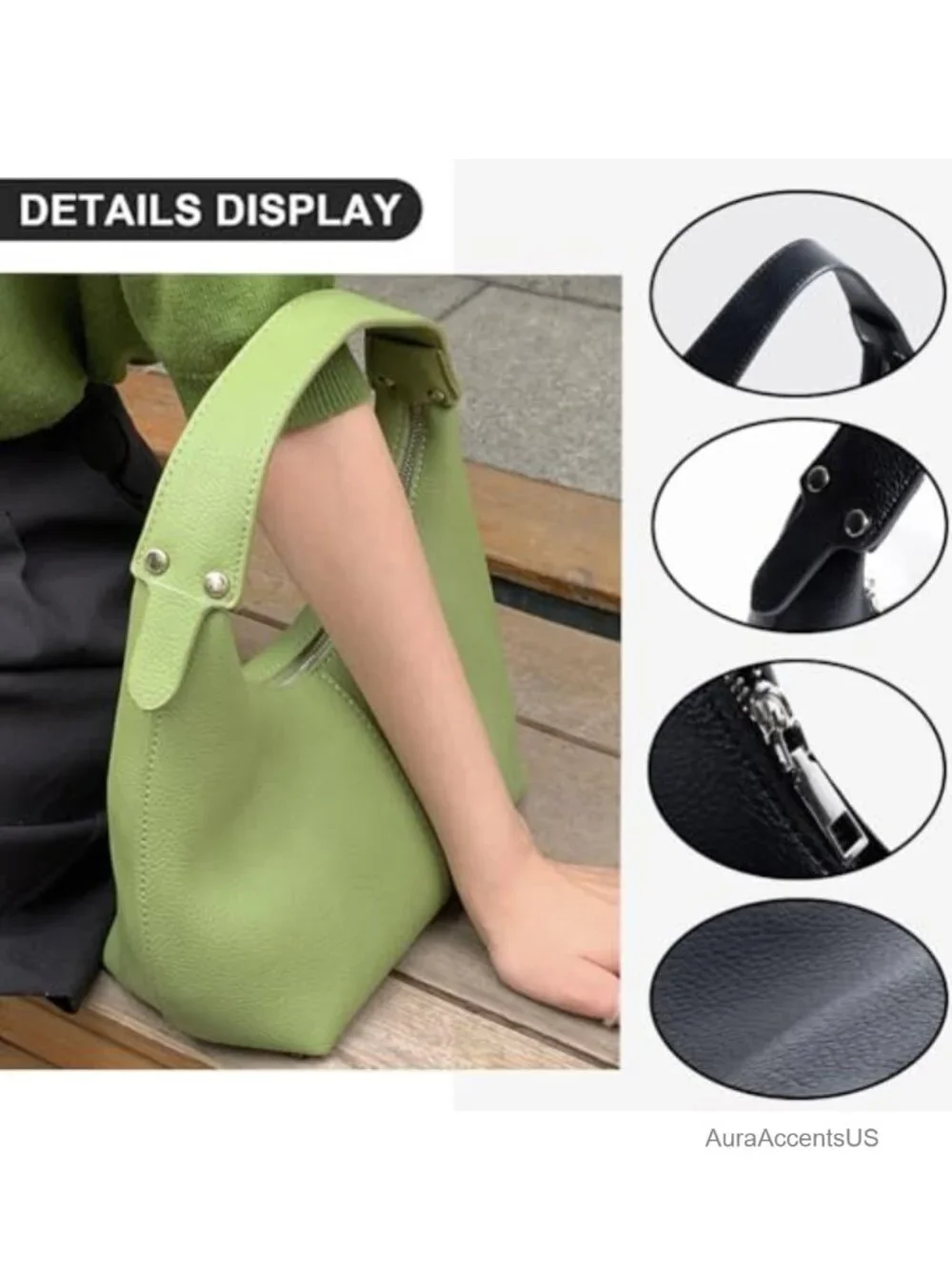 Vegan Leather Hobo Bag Crescent Shoulder Bag Slouchy Tote Handbag
